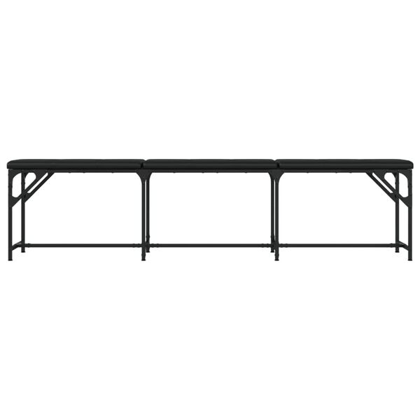 vidaXL Essbank Schwarz 186x32x45 cm Stahl und Kunstleder