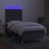 vidaXL Boxspringbett mit Matratze & LED Dunkelgrau 90x200 cm Stoff