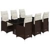 vidaXL 7-tlg. Garten-Bistro-Set mit Kissen Braun Poly Rattan