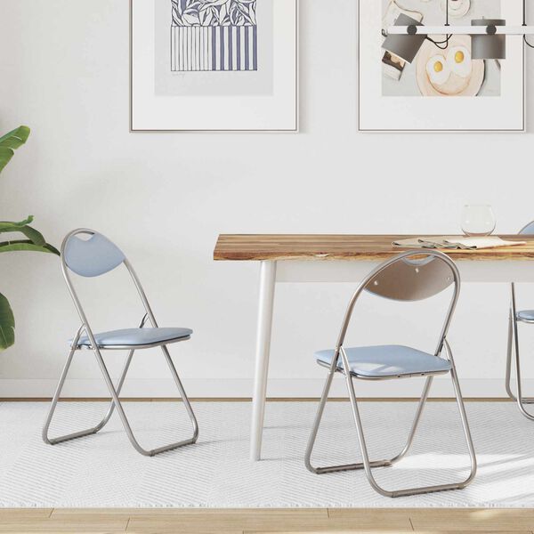 vidaXL Klappstuhl 2 pcs Grau 48 x 43,5 x 81 cm Kunstleder