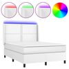 vidaXL Boxspringbett mit Matratze & LED Wei&szlig; 140x190 cm Kunstleder