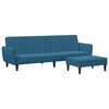 vidaXL Schlafsofa 2-Sitzer mit Fu&szlig;hocker Blau Samt