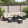 vidaXL Garten-Sofa-Set mit Kissen mit Speicher 9 pcs Schwarz und Creme