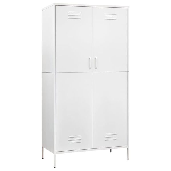 vidaXL Kleiderschrank Wei&szlig; 90x50x180 cm Stahl