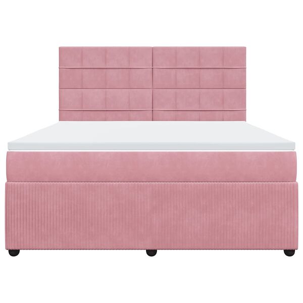 vidaXL Boxspringbett mit Matratze Rosa 180x200 cm Samt