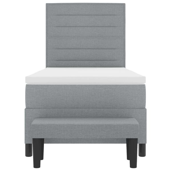 vidaXL Boxspringbett mit Matratze Hellgrau 90 x 190 cm Stoff
