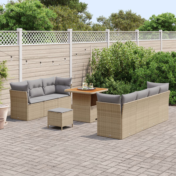 vidaXL Garten-Sofa-Set mit Kissen 10 pcs Beige und Hellgrau
