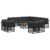 vidaXL Outdoor-Sofagarnitur 14 stk. Schwarz und Dunkelgrau Polyester