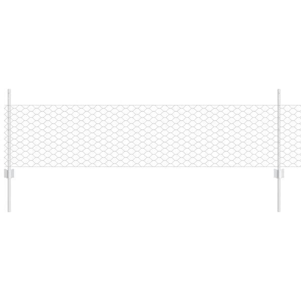 vidaXL Zaun mit Pfosten Silber 0,5 x 50 m Stahl