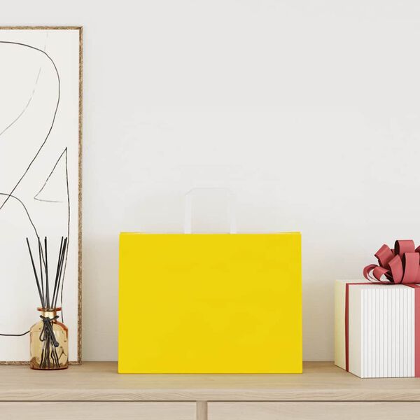 vidaXL Papiertragetaschen 250 Stk. mit Henkeln Gelb 32x17x25 cm