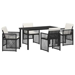 vidaXL Garten Essgruppe 5 pcs Schwarz Poly-Rattan