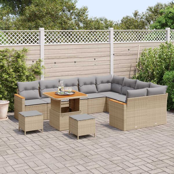 vidaXL Gartensofa-set 12 pcs Beige Poly-Rattan