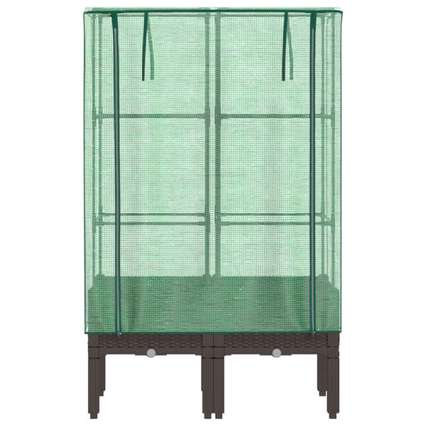 vidaXL Hochbeet mit Gew&auml;chshaus-Aufsatz Rattan-Optik 80x40x140 cm