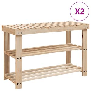 vidaXL 2-in-1 Schuhbank 2 Stk. Massivholz Tanne