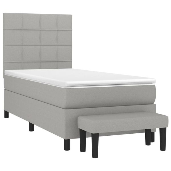vidaXL Boxspringbett mit Matratze Hellgrau 100x200 cm Stoff