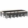 vidaXL 13-tlg. Garten-Essgruppe mit Kissen Schwarz Poly Rattan