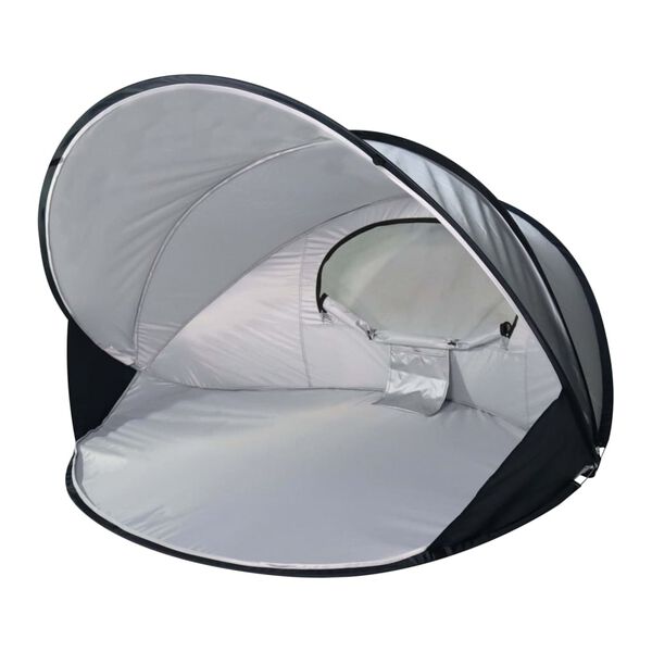 DERYAN Pop-up Strandmuschel XXL 155x133x95 cm Silbern