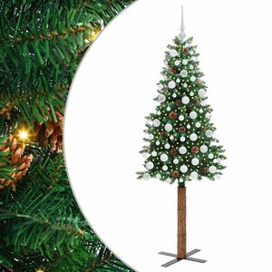 vidaXL Schlanker Weihnachtsbaum mit 300 LEDs mit St&auml;nder Gr&uuml;n 180 cm
