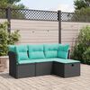 vidaXL 4-tlg. Garten-Sofagarnitur mit Kissen Schwarz Poly Rattan