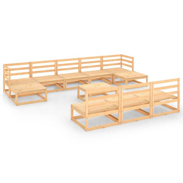 vidaXL 11-tlg. Garten-Lounge-Set Massivholz Kiefer