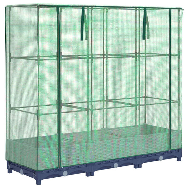 vidaXL Hochbeet mit Gewächshausabdeckung Rattanoptik 120x40x123 cm