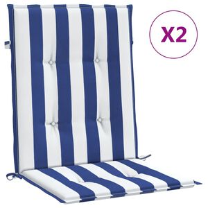 vidaXL Niedriglehner-Auflagen 2 Stk. Blau & Wei&szlig; Gestreift Stoff