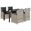 vidaXL 5-tlg. Garten-Essgruppe mit Kissen Hellgrau Poly Rattan