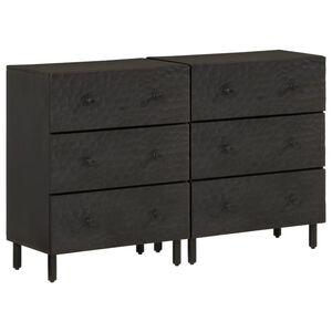 vidaXL Beistellschränke 2 Stk. Schwarz 60x33x75 cm Massivholz Mango