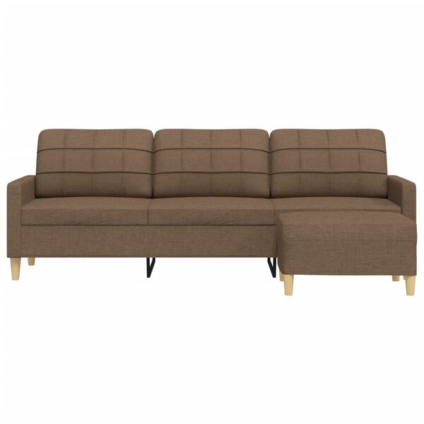 vidaXL 3-Sitzer-Sofa mit Hocker Braun 210 cm Stoff