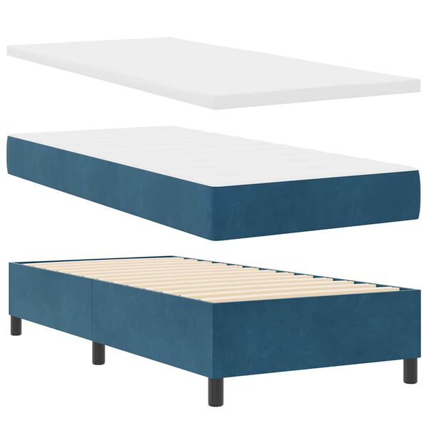 vidaXL Boxspringbett mit Matratze Dunkelblau 100 x 200 cm Samt