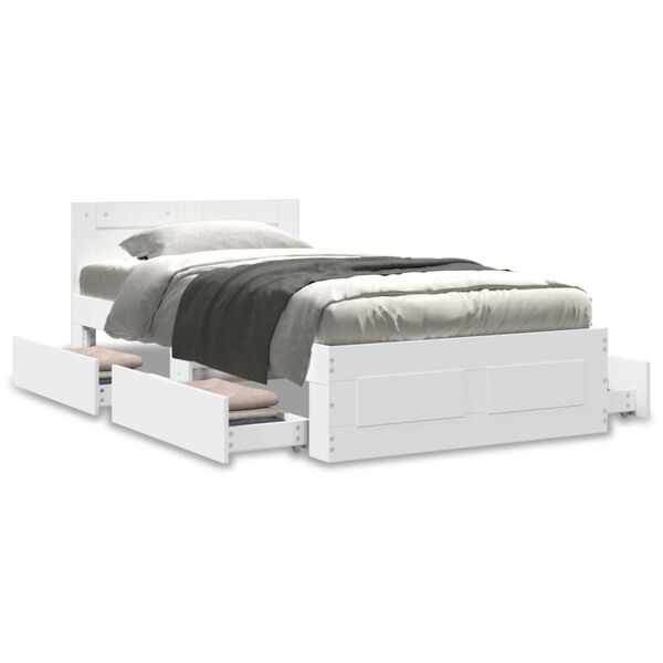 vidaXL Bettgestell mit Kopfteil ohne Matratze Wei&szlig; 90x190 cm