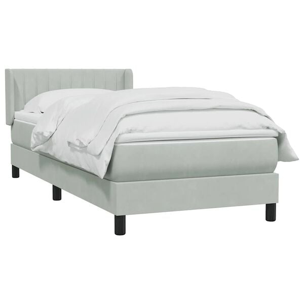 vidaXL Boxspringbett mit Matratze Hellgrau 80x220 cm Samt