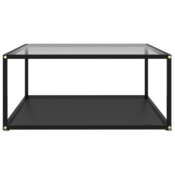 vidaXL Couchtisch Transparent und Schwarz 80x80x35 cm Hartglas