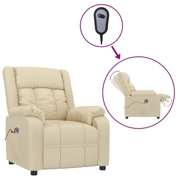 vidaXL Relaxsessel Elektrisch Creme Stoff