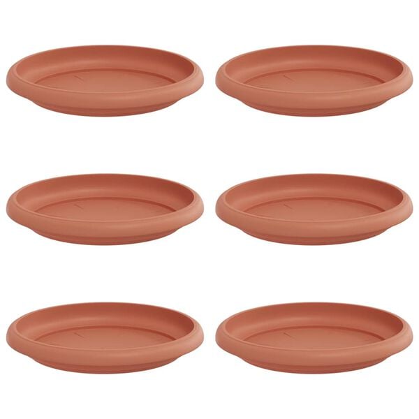 vidaXL Runde Blumenplatte 6 pcs Ziegelrot &Oslash; 14 x 2 cm Kunststoff