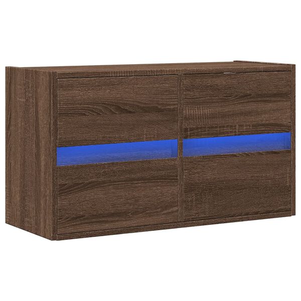 vidaXL TV-Wandschrank mit LED-Beleuchtung Braun Eiche-Optik 80x31x45cm