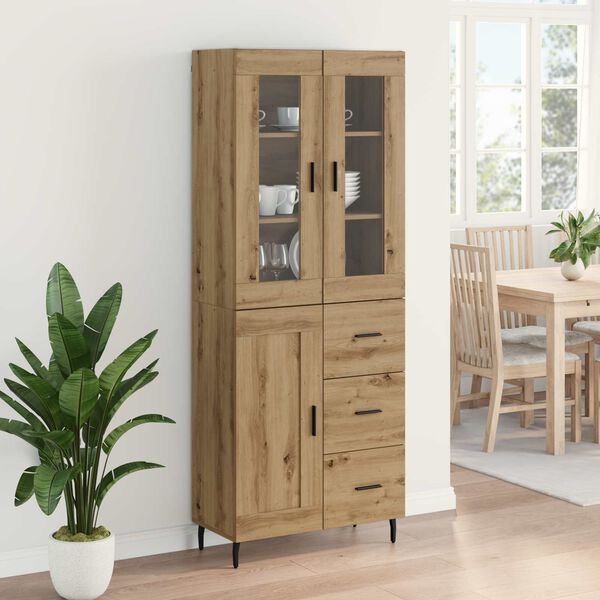 vidaXL Highboard 2 pcs Artisan-Eiche Engineered Wood und Glas