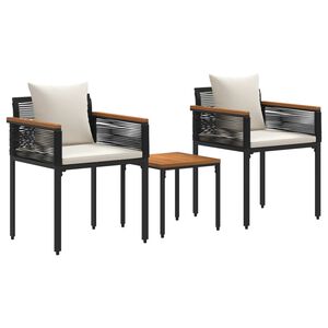 vidaXL Gartenm&ouml;bel Set mit Kissen Schwarz und Cremewei&szlig; Poly-Rattan