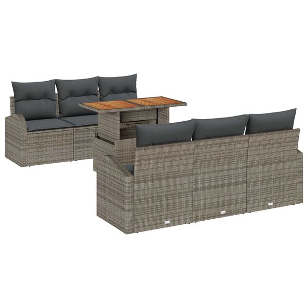 vidaXL Garten-Sofa-Set mit Kissen 7 pcs Grau