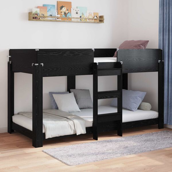 vidaXL Etagenbett f&uuml;r Kinder Schwarz Eichen-Optik 100 x 200 cm