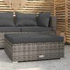 vidaXL Garten-Fußhocker mit Kissen Grau 70x70x30 cm Poly Rattan