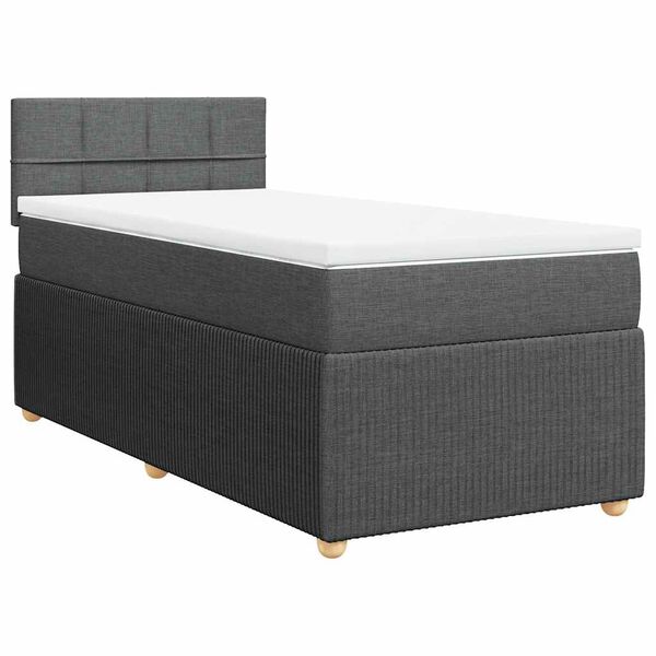 vidaXL Boxspringbett mit Matratze Dunkelgrau 100x200 cm Stoff