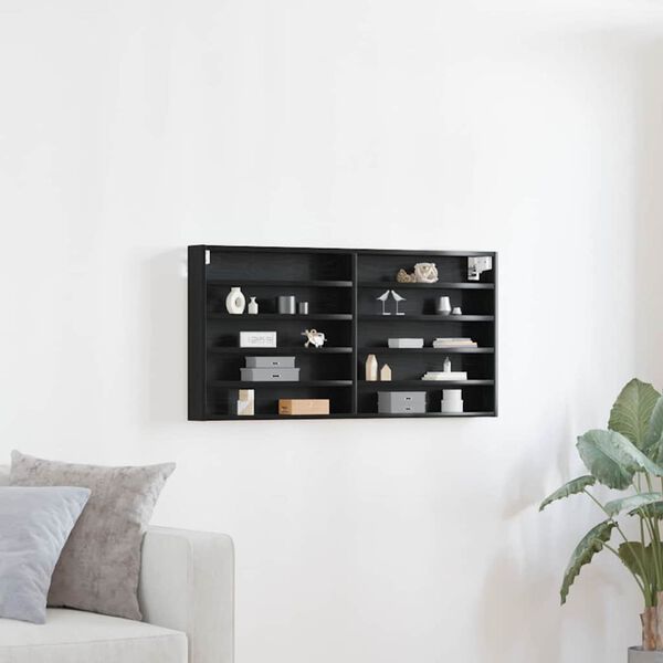 vidaXL Vitrine Schwarz Eichen-Optik 100 x 8,5 x 50 cm Holzwerkstoff
