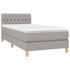vidaXL Boxspringbett mit Matratze & LED Hellgrau 90x200 cm Stoff