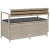 vidaXL Gartenbank mit Stauraum und Kissen Hellgrau Poly Rattan
