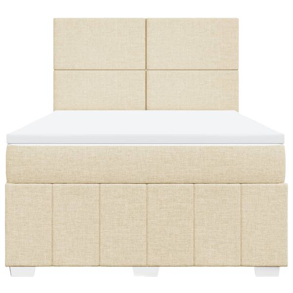 vidaXL Boxspringbett mit Matratze Creme 140x190 cm Stoff