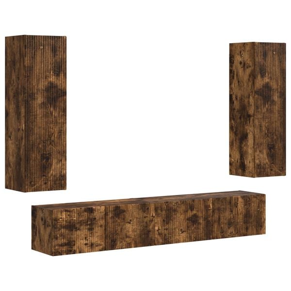 vidaXL TV-Schrankset 3 pcs Ger&auml;ucherte Eiche Holzwerkstoff