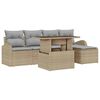 vidaXL Garten-Sofa-Set mit Kissen 6 pcs Beige Poly-Rattan