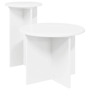 vidaXL Beistelltisch-Set mit Speicher 2 pcs Wei&szlig; Holzwerkstoff