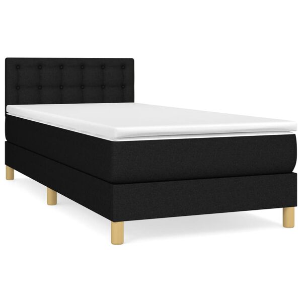 vidaXL Boxspringbett mit Matratze Schwarz 90x200 cm Stoff